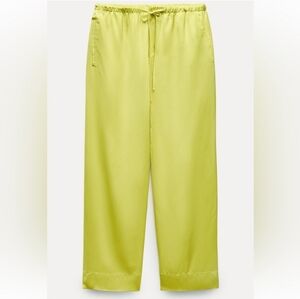 Zara Neon Yellow Satin Trousers